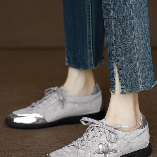 本革 レースアップ スニーカー レディース スエード 編み上げ