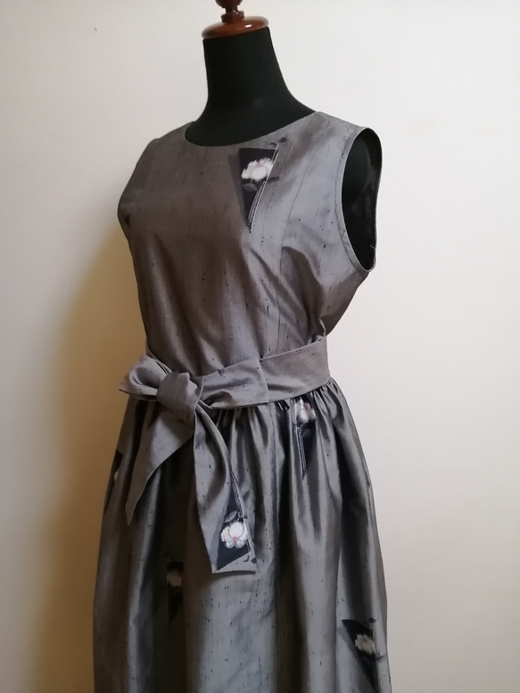 SOLD　着物リメイク　ワンピース　紬 