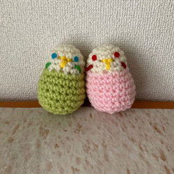 ボタンインコペア　編みぐるみ　チェーン 再販】あみぐるみ☆ボタンインコペア あみぐるみ たま編み屋