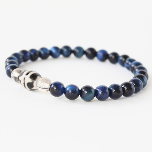 6mm】サファイアブルータイガーアイ/メンズ向け天然石ブレスレット
