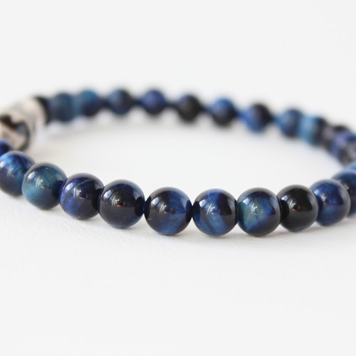 6mm】サファイアブルータイガーアイ/メンズ向け天然石ブレスレット