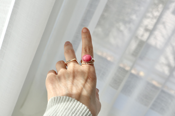 K10[薔薇のつぼみのimperial rhodonite]ring 4枚目の画像