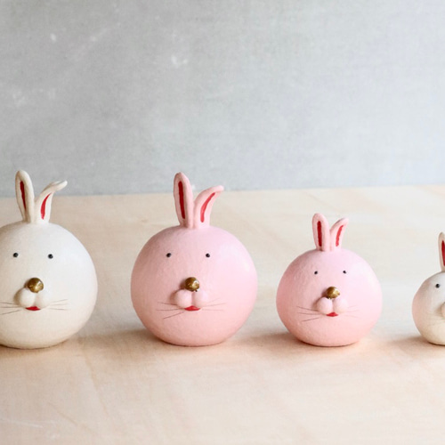 干支『うさぎの家族』4点セット 置物 かわいい まるい お正月 癒し