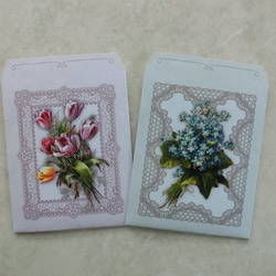 アンティークな花々のギフト袋（封筒）６種セット　（ポチ袋サイズ） 4枚目の画像