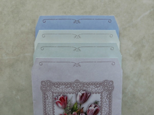 アンティークな花々のギフト袋（封筒）６種セット　（ポチ袋サイズ） 6枚目の画像