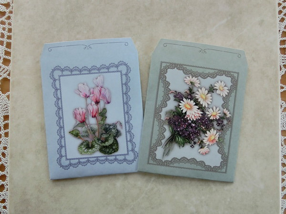 アンティークな花々のギフト袋（封筒）６種セット　（ポチ袋サイズ） 3枚目の画像