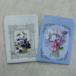アンティークな花々のギフト袋（封筒）６種セット　（ポチ袋サイズ） 2枚目の画像