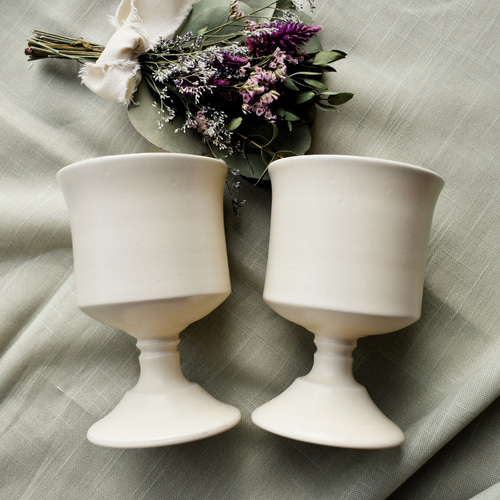 陶器のワイングラス ストレート (クリームマット) ワイングラス tousai