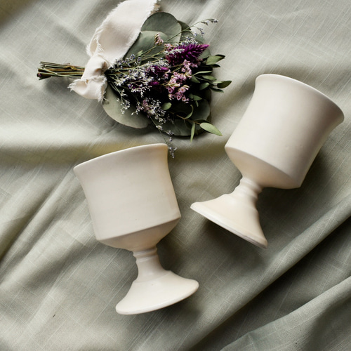 陶器のワイングラス ストレート (クリームマット) ワイングラス tousai