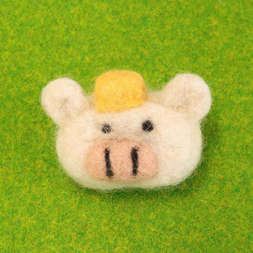 3匹の子ぶた マグネット 羊毛フェルト 1点物 羊毛フェルト toiro
