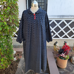 着物リメイク 古布 手作り 雪ん子絣 シンプル ワンピース ワンピース