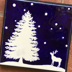 かおるクリスマスアートタイル　もみの木とトナカイ① 2枚目の画像