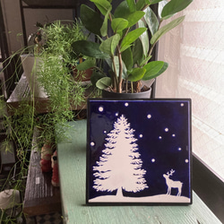 かおるクリスマスアートタイル　もみの木とトナカイ① 4枚目の画像