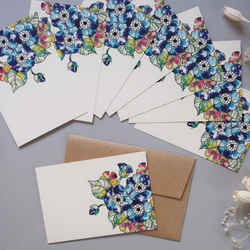ミニメッセージカード　8枚セット（封筒付き）【Blue flowers】04 3枚目の画像