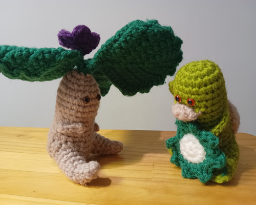 河童とマンドラゴラ あみぐるみ（ナス科？ マンドレイク？ 妖怪？ 何