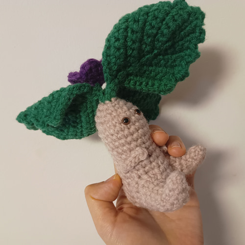 河童とマンドラゴラ あみぐるみ（ナス科？ マンドレイク？ 妖怪？ 何