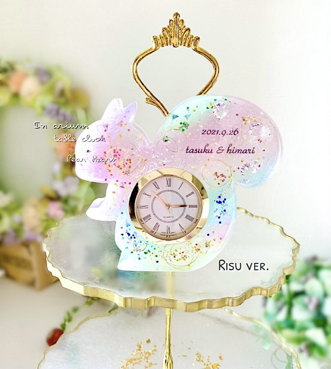 虹色りすちゃん置時計【新築祝い･開店祝い･お誕生日プレゼントに最適】