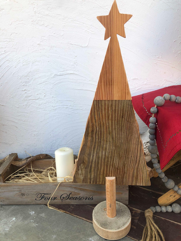 在庫処分セール 【限定】 流木風 コンビネーション ツリー卓上 クリスマスツリー ウッド ナチュラル 　Mサイズ 8枚目の画像