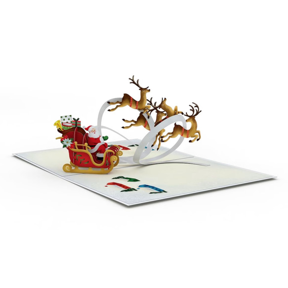 彈出賀卡聖誕老人雪橇和馴鹿 第3張的照片