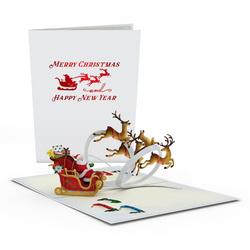 彈出賀卡聖誕老人雪橇和馴鹿 第1張的照片