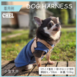 本革　手縫いワンちゃんハーネス　ネイビー　小型犬用　HN-1/LNA 8枚目の画像