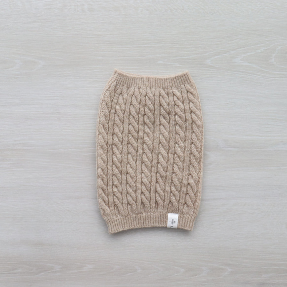 【犬服】追加生産　エアリースパン(メリノウール100％）ケーブル柄ニットスヌード 3枚目の画像