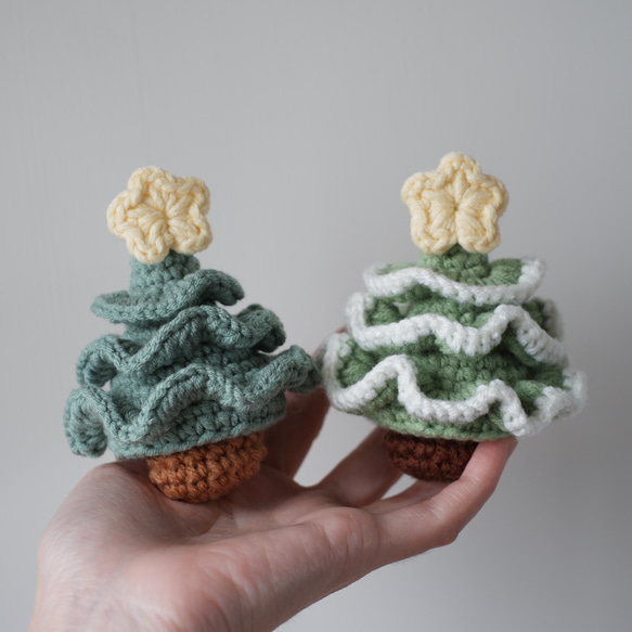 つづく | 手編みかぎ針編みクリスマスツリーの予約販売（灰緑・草緑・雪バージョン注文場所） 5枚目の画像
