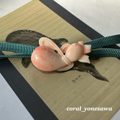 珊瑚彫刻の逸品帯留『縁起物 ひょうたん』R41125Y3 帶留 宝石珊瑚製造