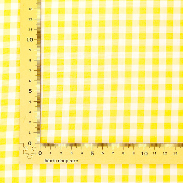 先染め 40sブロード生地【50×110㎝】チェック柄 6mm四方 入園入学 入園グッズ イエロー 黄色 5枚目の画像