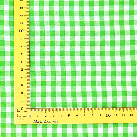 先染め 40sブロード生地【50×110㎝】チェック柄 6mm四方 入園入学 入園グッズ グリーン 緑色 5枚目の画像