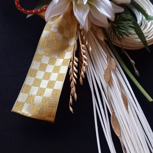 ☆再販☆長さ40㎝・迎春・モダン ふた輪流し・しめ縄飾り・しめ縄