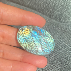 リーフカービング グリーングラデーション ラブラドライト ルース 33 天然石 16枚目の画像