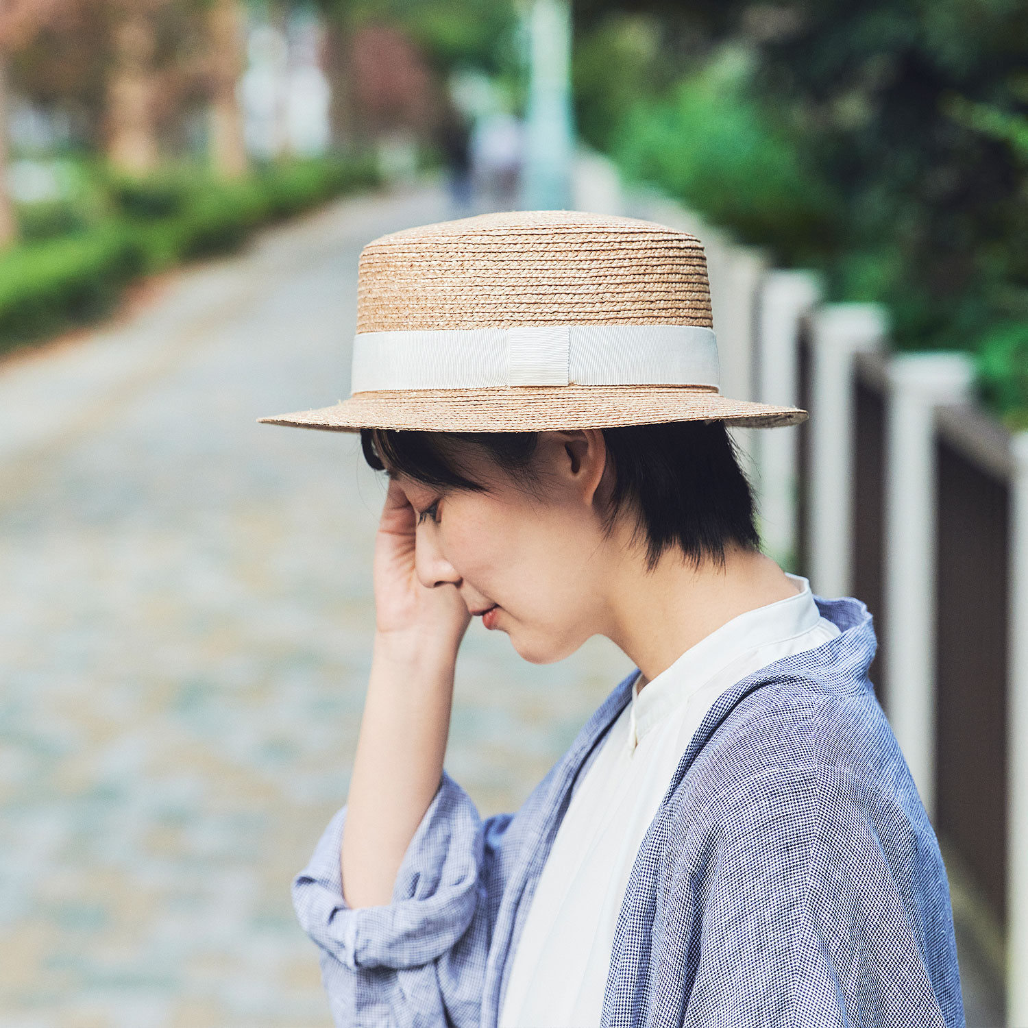 美品 CELFORD 麦わら帽子 ホワイト リボンブラック 最終価格 帽子