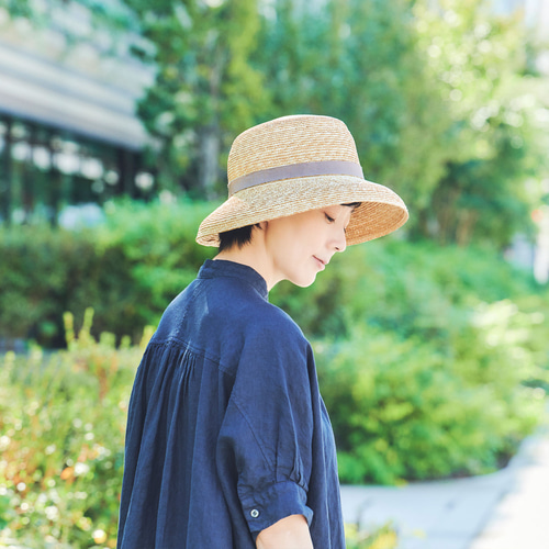 カサブランカ Casablanca 麦わら帽子 グレージュリボン 58㎝ [UK