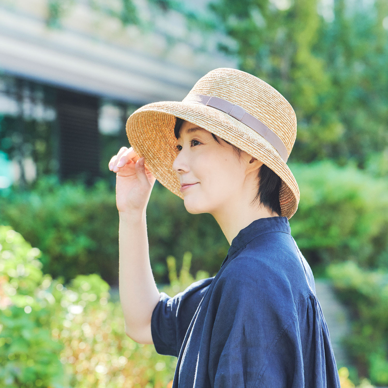 麦わら帽子 リボン付き　カサブランカ　マキシン ベージュ maxim