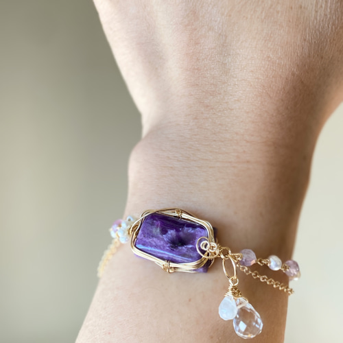 チャロアイトと天然石ビーズの14kgfブレスレット ブレスレット