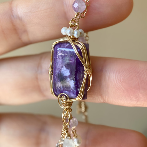 チャロアイトと天然石ビーズの14kgfブレスレット ブレスレット