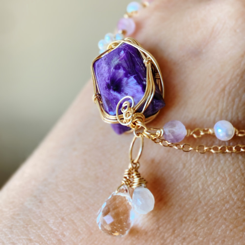 チャロアイトと天然石ビーズの14kgfブレスレット ブレスレット