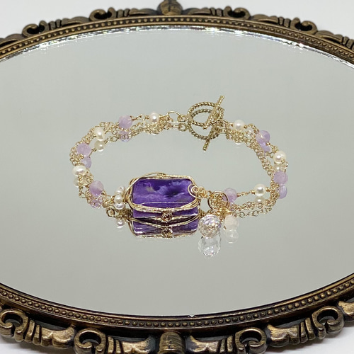 チャロアイトと天然石ビーズの14kgfブレスレット ブレスレット