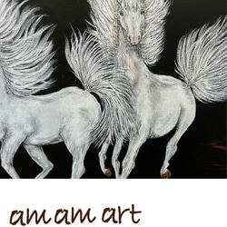 水彩画 原画 　「 白馬 風のように 」 F10号 送料無料 馬の絵 アート 6枚目の画像