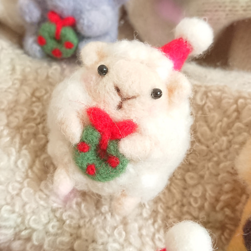 クリスマス 動物 いろいろ 羊毛フェルト 人形 キーホルダー 羊毛