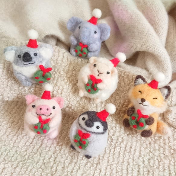 【アウトレット☆送料無料】 クリスマス 羊毛 キーホルダー 人形 羊毛フェルト いろいろ 動物 フェルト