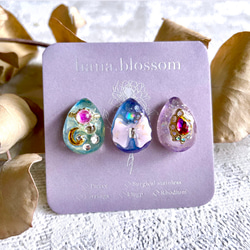 glass drop 3way feminine ribbon Earrings 9枚目の画像