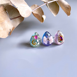 glass drop 3way feminine ribbon Earrings 4枚目の画像