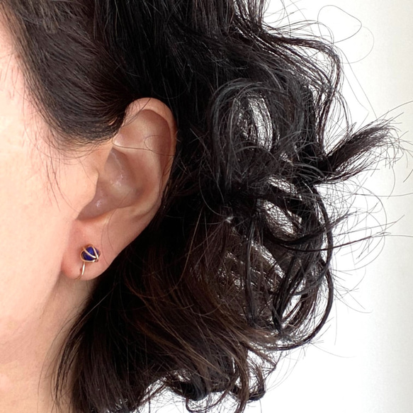 片耳分 Lapis lazuli ear clips ラピスラズリイヤリング/イヤークリップ 14kgf 4枚目の画像