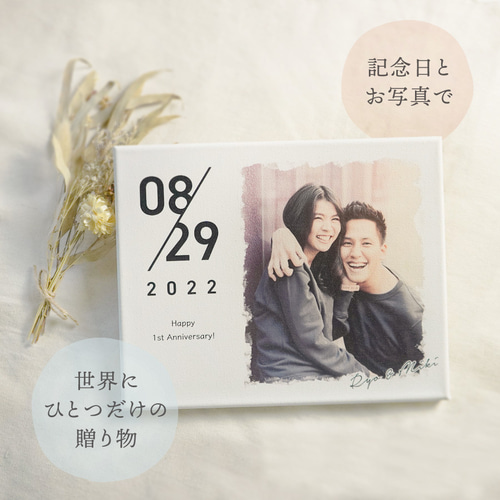 キャンバス 記念日 誕生日 写真 名入れ 写真入り オリジナル アート