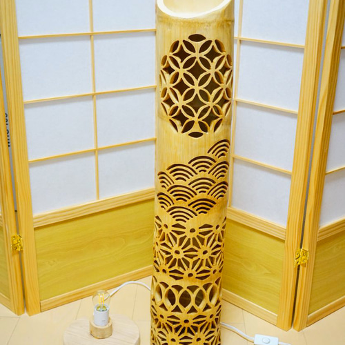 竹灯り・竹あかり・竹灯籠・竹灯篭・竹ランプ 繊細彫り～～ 癒しの灯り