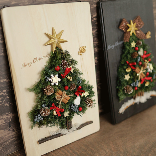 クリスマスツリー＊無垢材＊Xmasツリーボード＊ プリザーブドフラワー