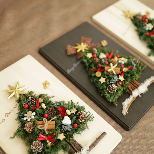 クリスマスツリー＊無垢材＊Xmasツリーボード＊ プリザーブドフラワー