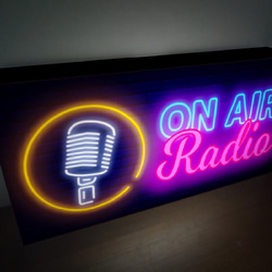 【Lサイズ】ON AIR オンエア ラジオ スタジオ 生配信 生放送 ネオン風 サイン 看板 置物 雑貨 ライトBOX 2枚目の画像